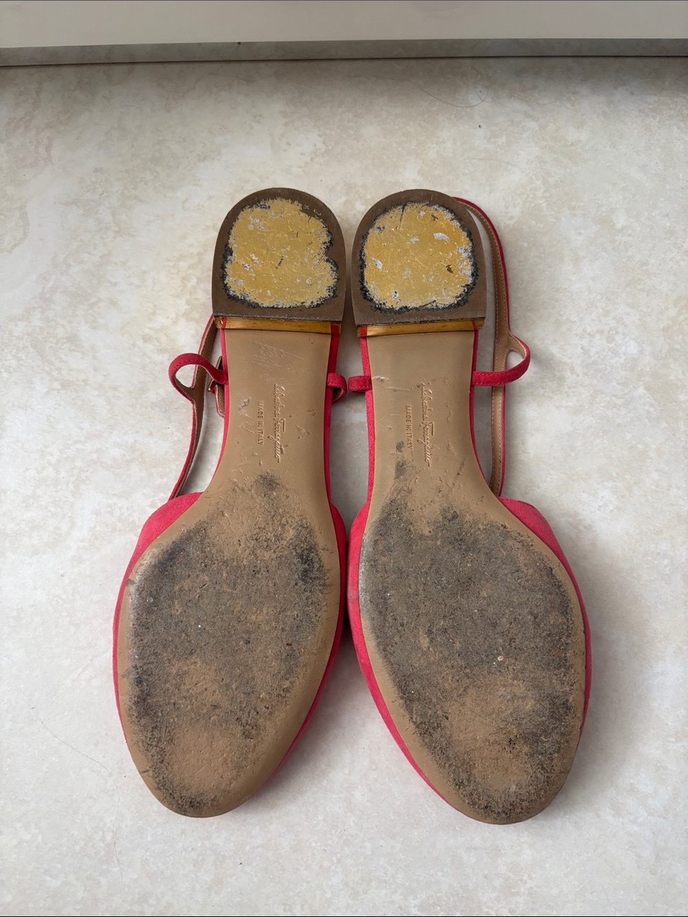 Salvatore Ferragamo Fuchsia Suede Bow Slingback Sandals - Picture 4 of 5